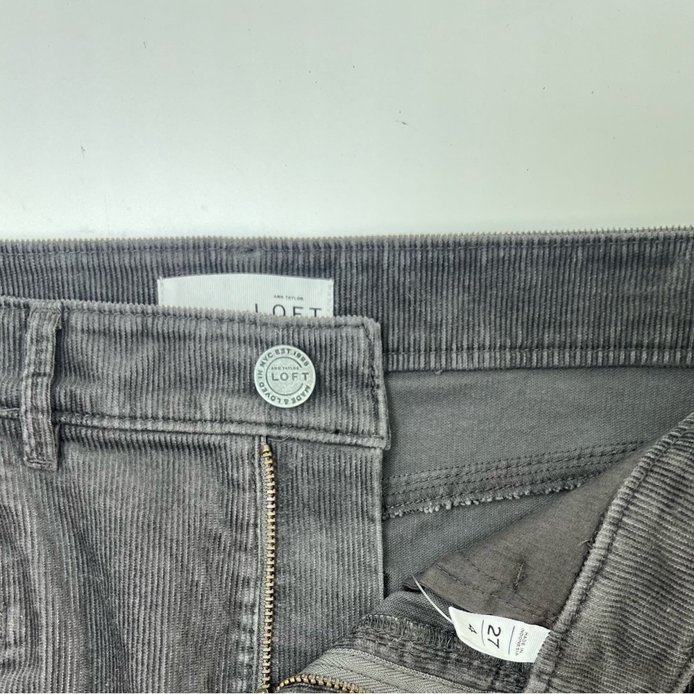 NWT Made And Loved Ann Taylor Loft Gray Corduroy Cotton Mini Skirt Size 27 or 4 - Picture 5 of 12